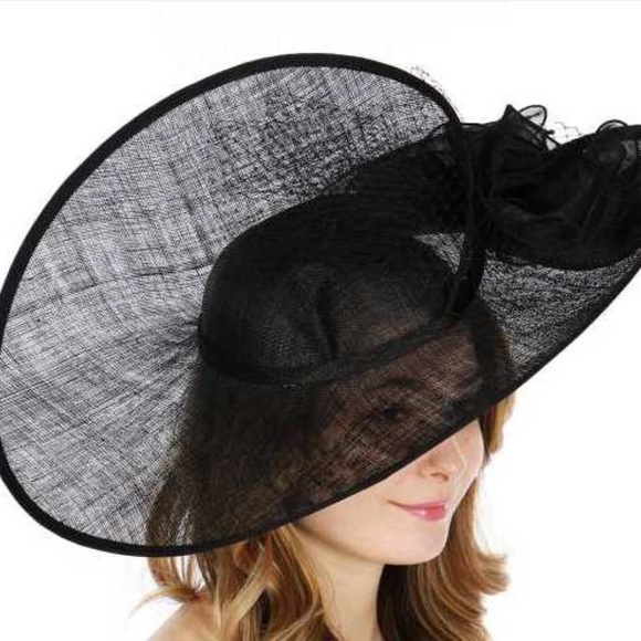 Sinamay fascinator organza flower corsage Hat - Picture 3 of 3